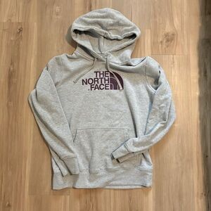 The North Face Gray Hoodie with Maroon Logo
